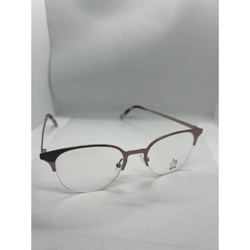Selah Eyeglasses Frames Rose Gold‎ Metal Semi Rimless Glasses Frames Women
